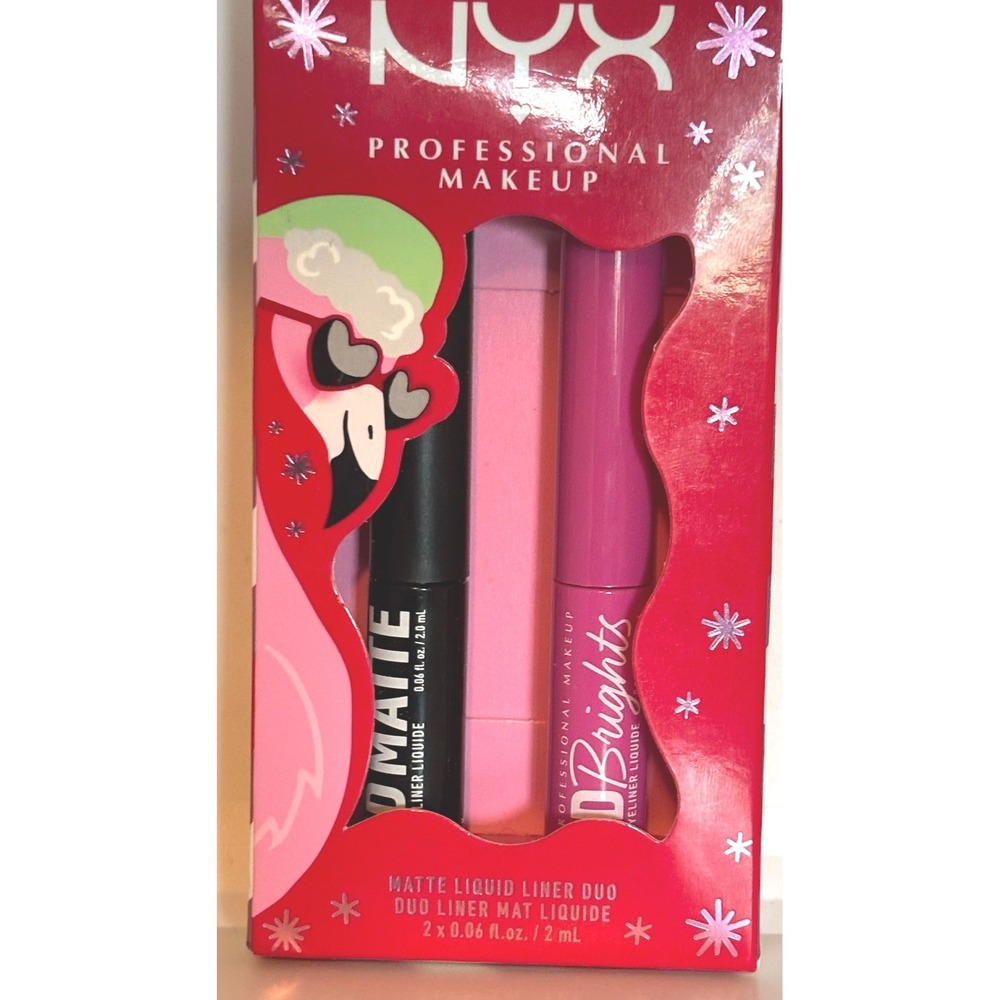 NYX Professional Makeup Matte Liquid Liner Duo Black &‎ Pink Twice H23VM01 NEW